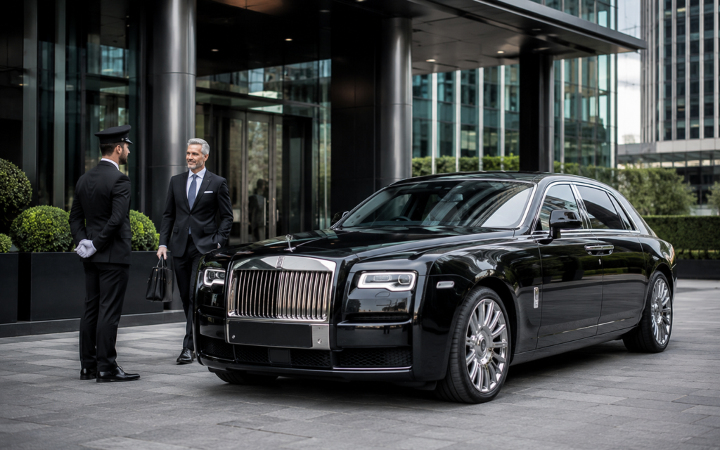 Luxury Rolls-Royce executive chauffeur service for business professionals in London.