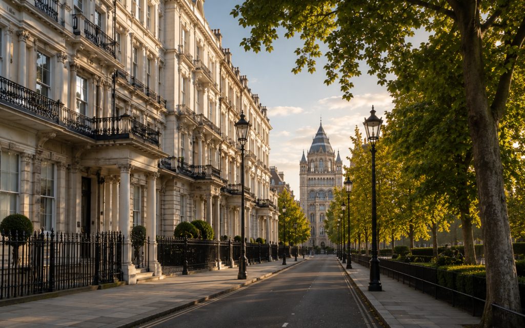 Elegant streets in Kensington, London