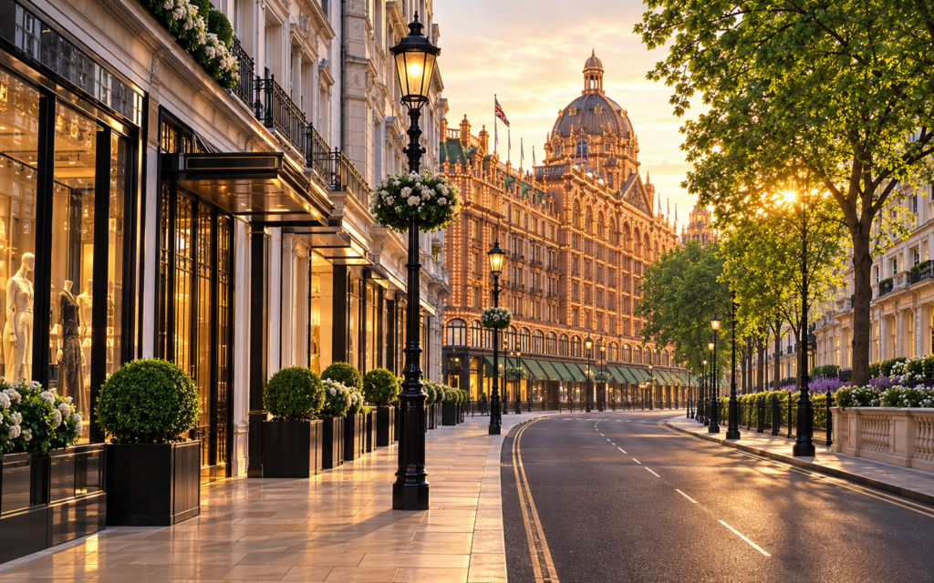 Luxury shopping district in Knightsbridge, London