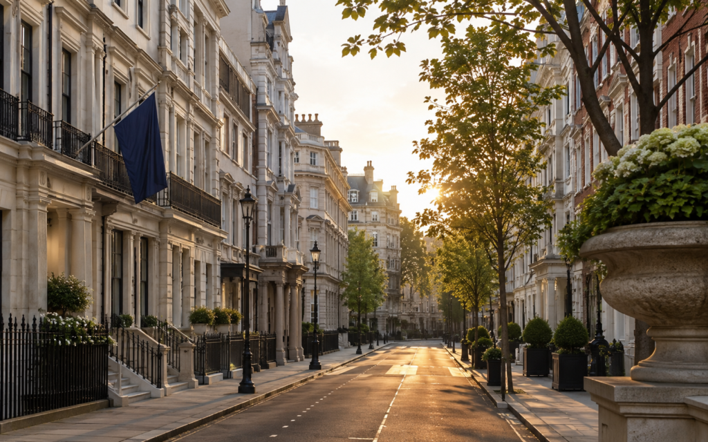 Luxury streets and architecture in Mayfair, London