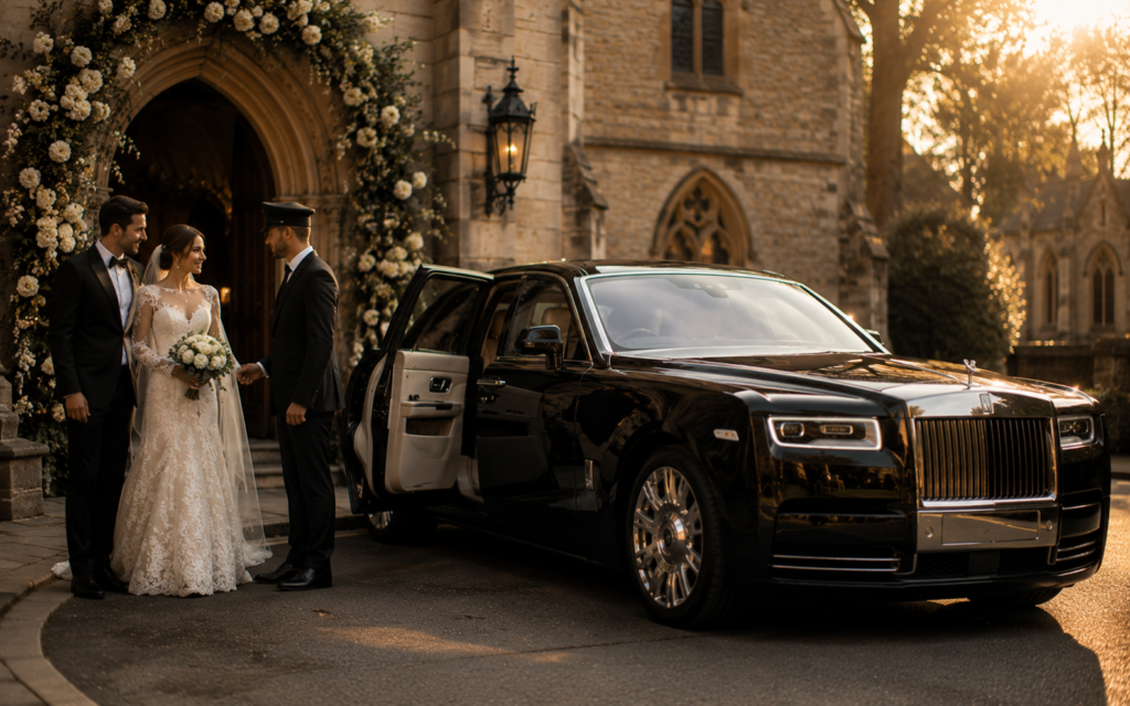 Wedding chauffeur service in London with Rolls-Royce Phantom